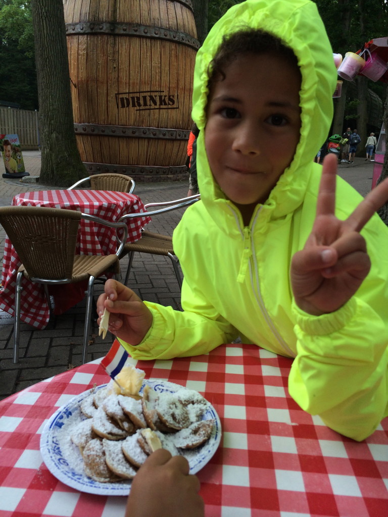 Eating Poffertjes at Camping Duinrell in Wassenaar