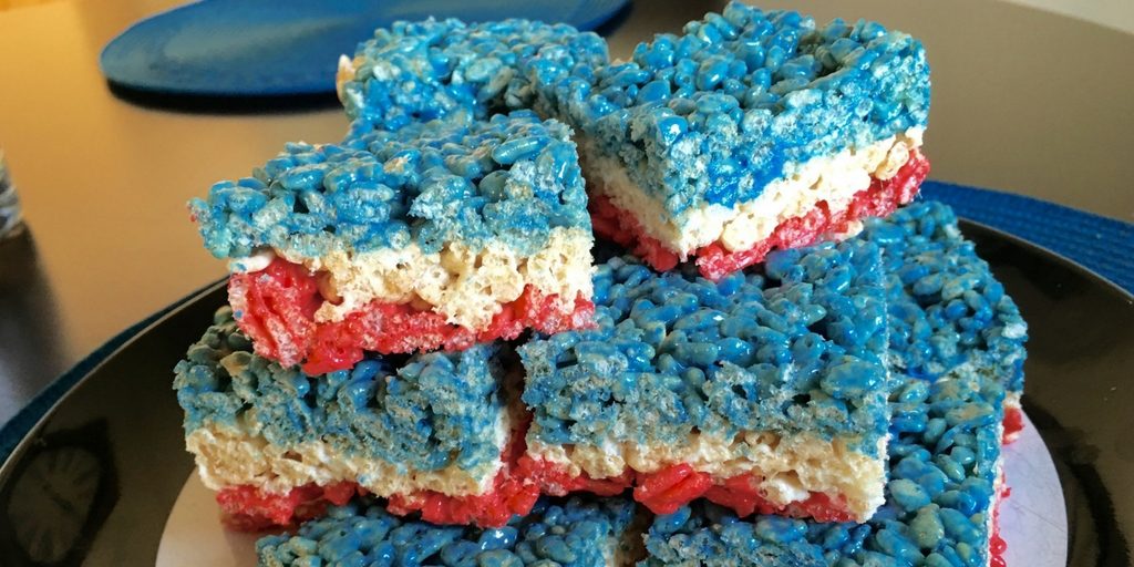 red white and blue rice krispie