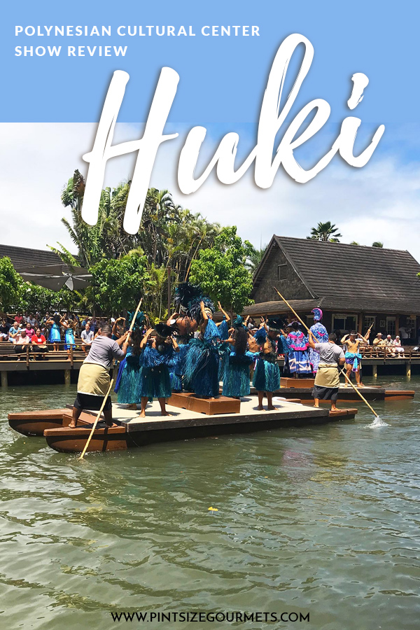 Performers on a cane with the following text: Polynesian Cultural Center Show Review HUKI